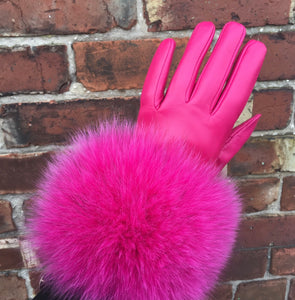 Fur Trimmed Leather Gloves