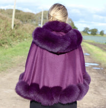 Load image into Gallery viewer, Spiral Trim Cashmere Cape with Hood
